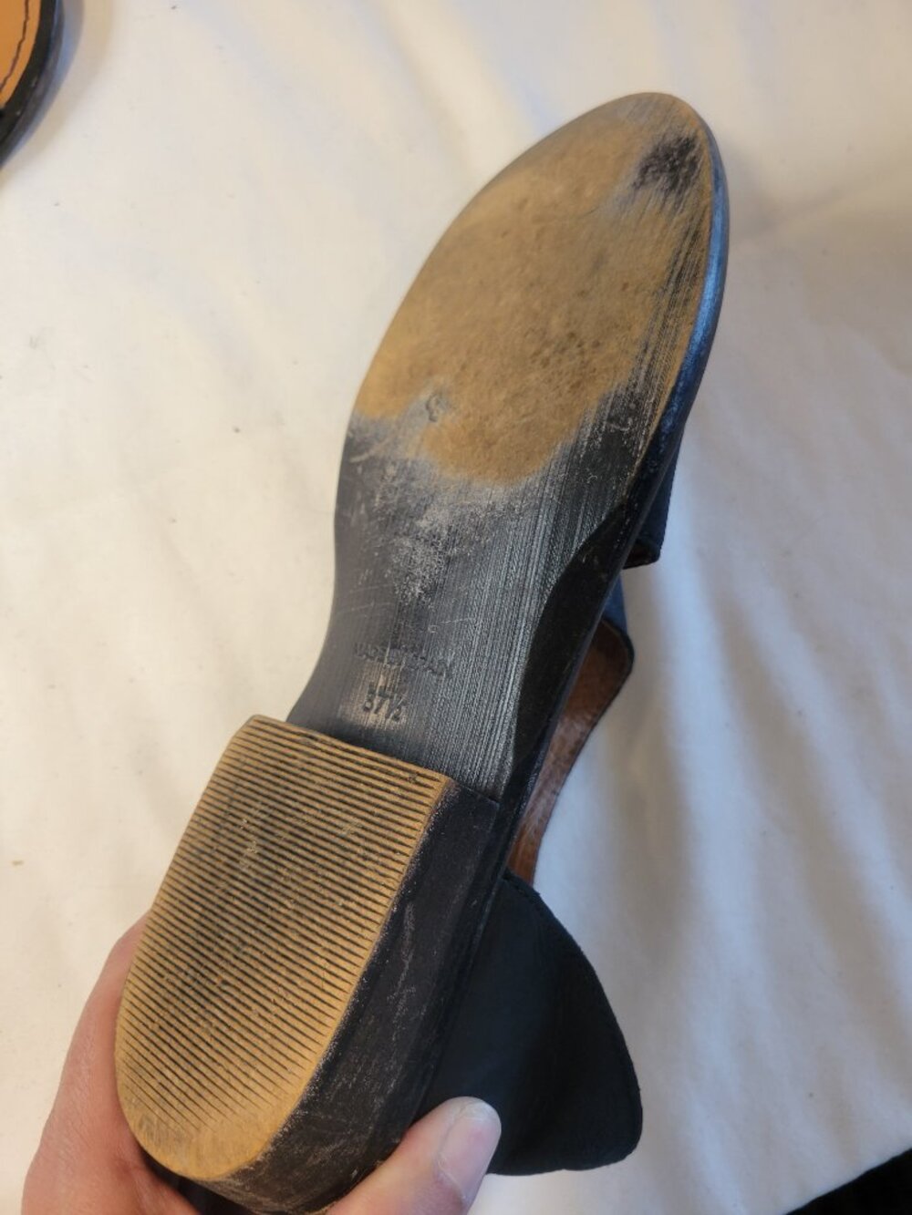 Free People Black Leather Slide Sandals Made in Spain Women's EU 37.5 US 7.5 - Picture 10 of 13